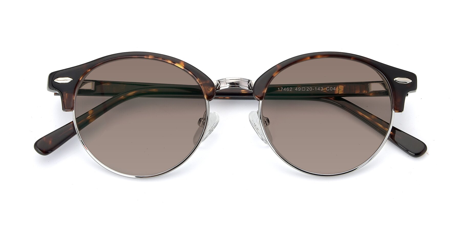 Folded Front of 17462 in Tortoise-Silver with Medium Brown Tinted Lenses