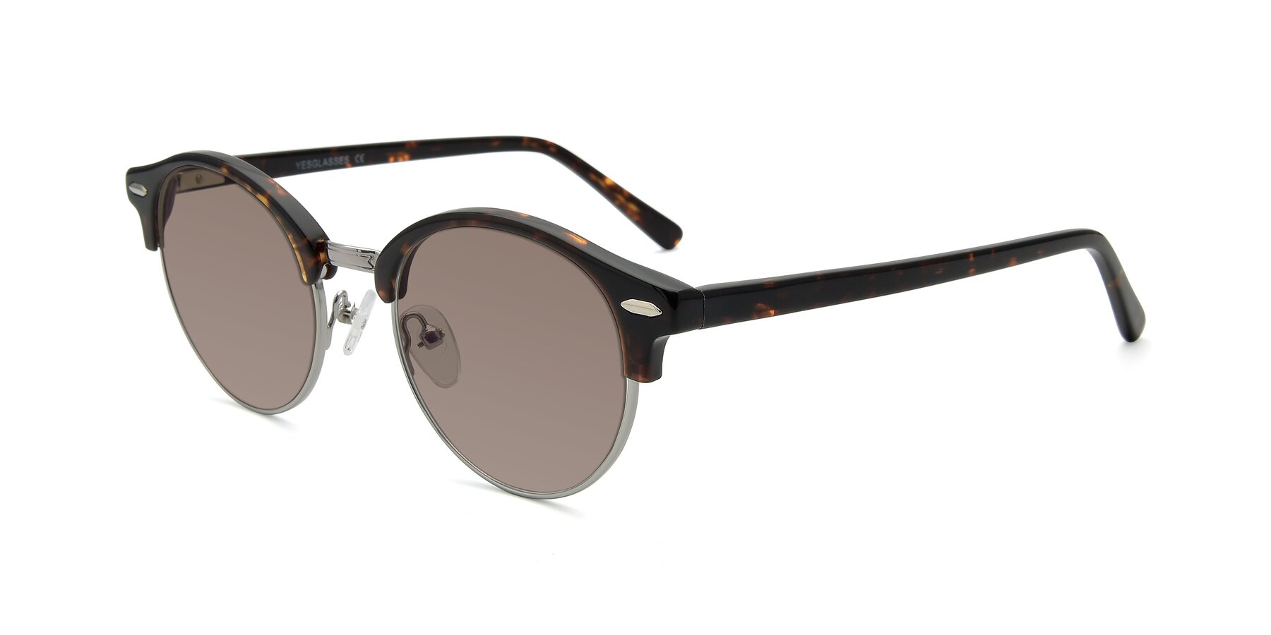 Angle of 17462 in Tortoise-Silver with Medium Brown Tinted Lenses