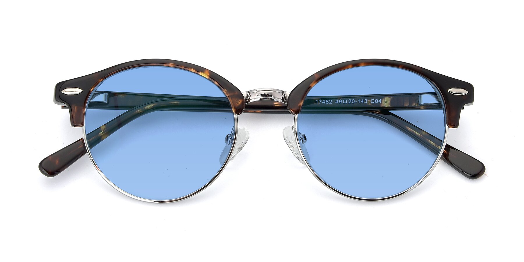 Folded Front of 17462 in Tortoise-Silver with Medium Blue Tinted Lenses