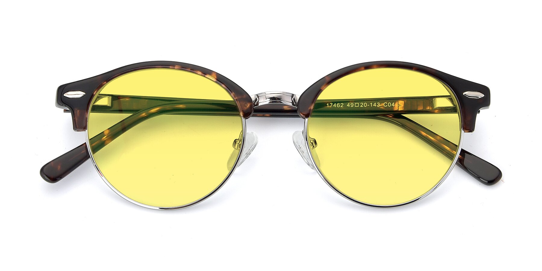 Folded Front of 17462 in Tortoise-Silver with Medium Yellow Tinted Lenses