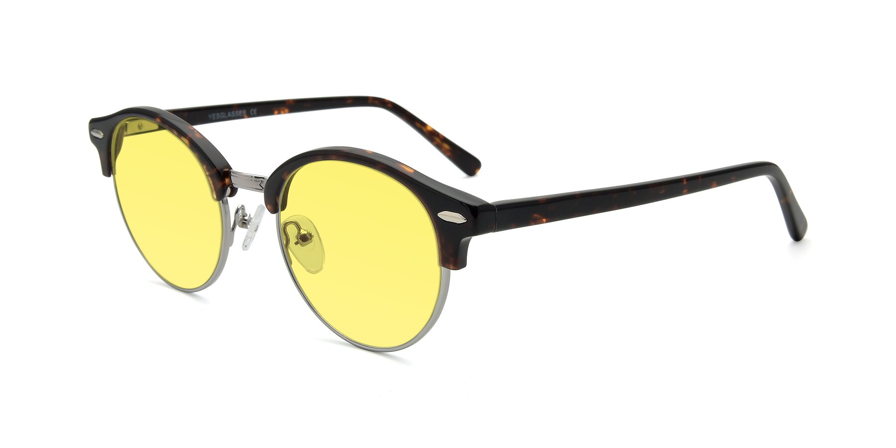 Angle of 17462 in Tortoise-Silver with Medium Yellow Tinted Lenses