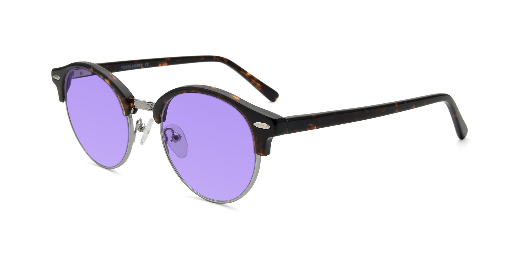 Angle of 17462 in Tortoise-Silver with Medium Purple Tinted Lenses