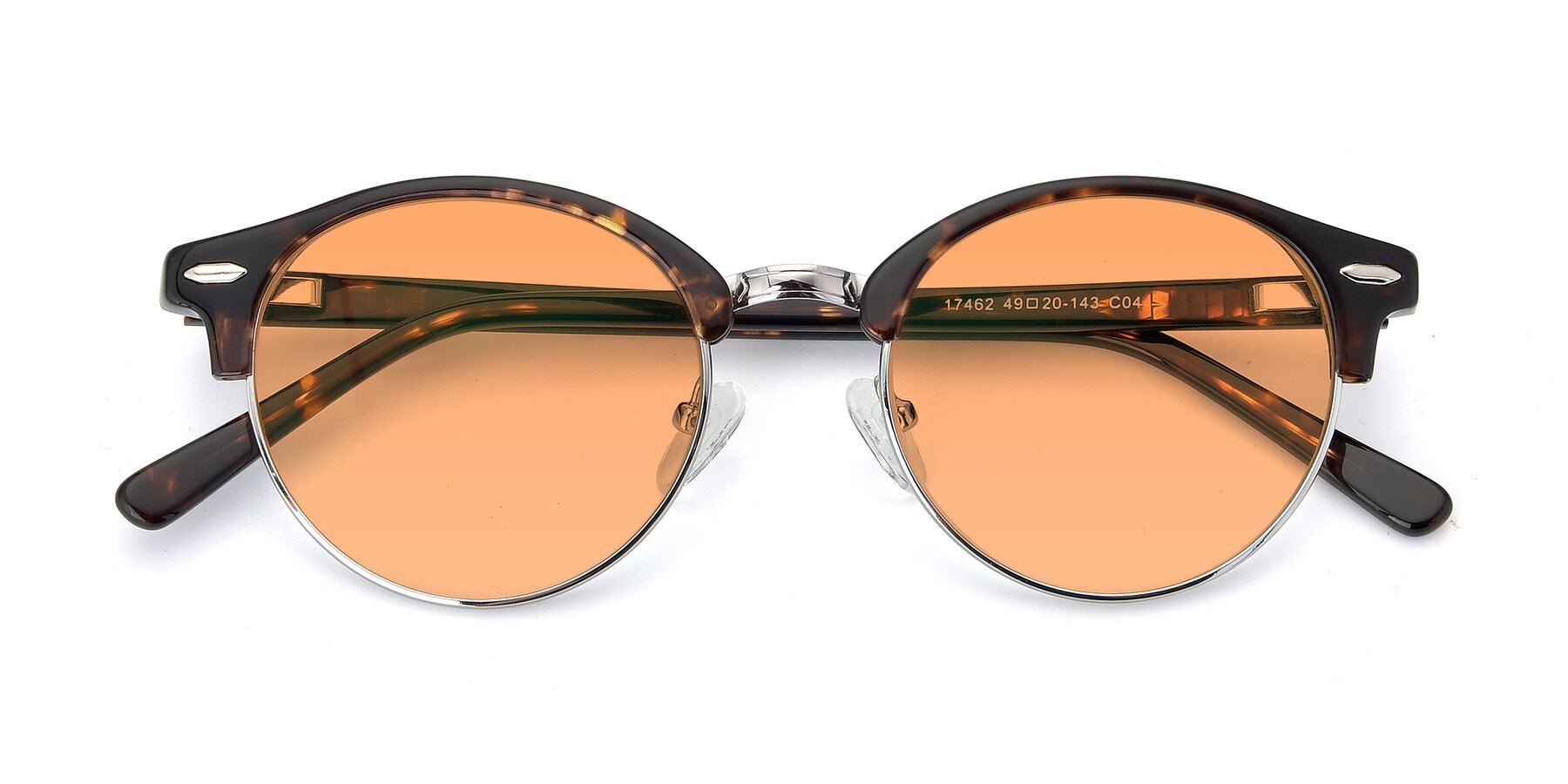 Folded Front of 17462 in Tortoise-Silver with Medium Orange Tinted Lenses