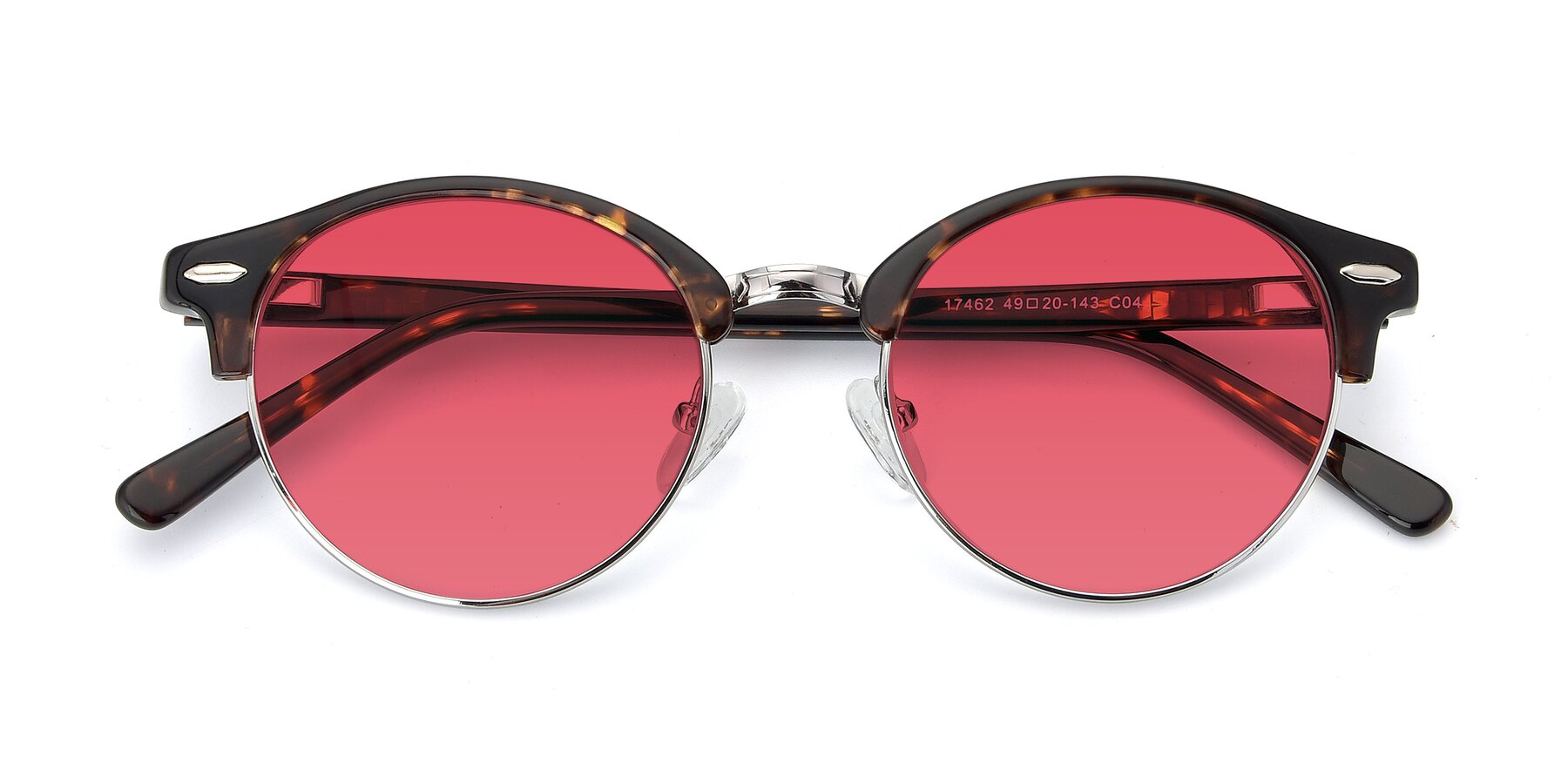 Folded Front of 17462 in Tortoise-Silver with Red Tinted Lenses