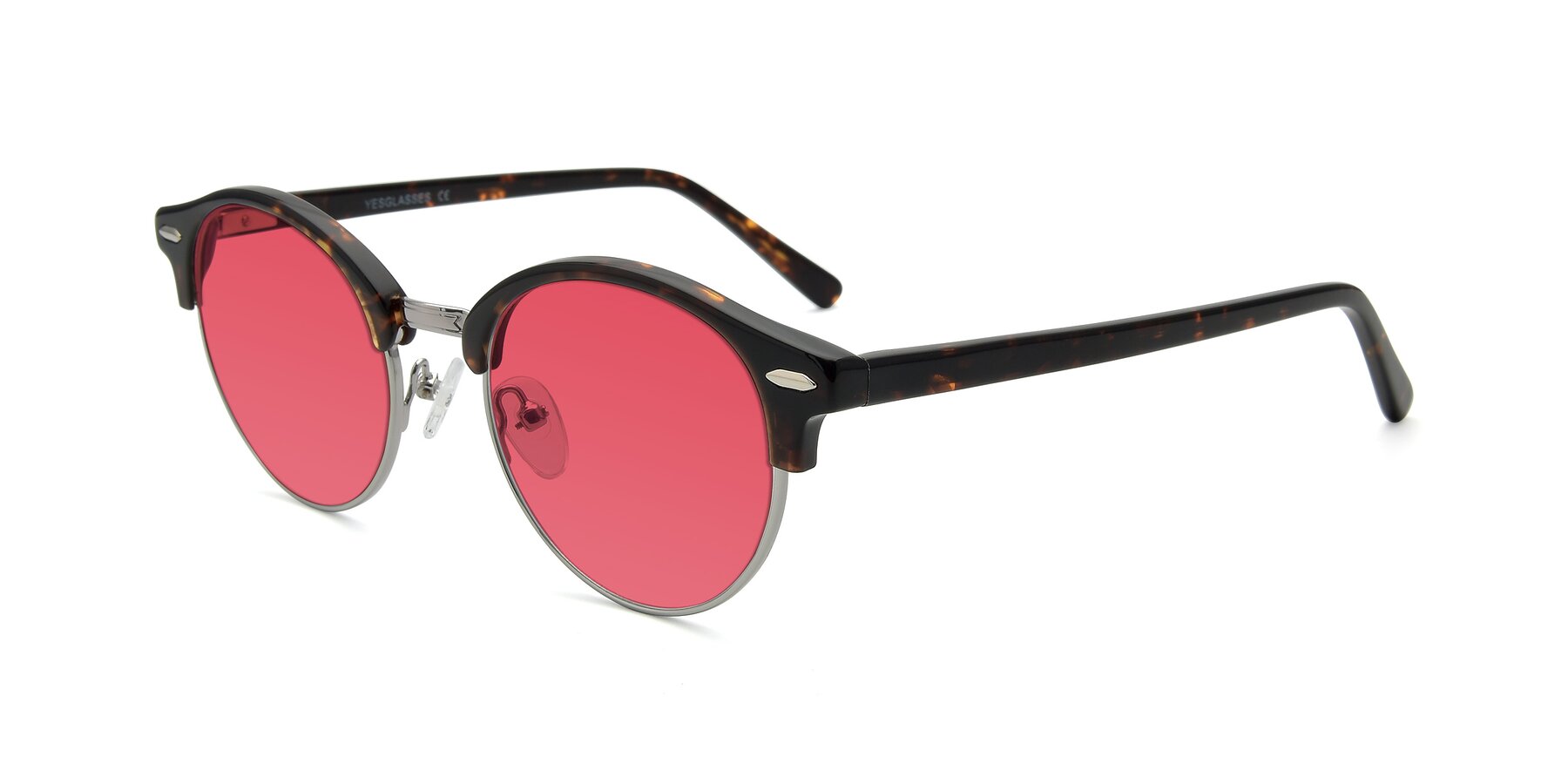 Angle of 17462 in Tortoise-Silver with Red Tinted Lenses