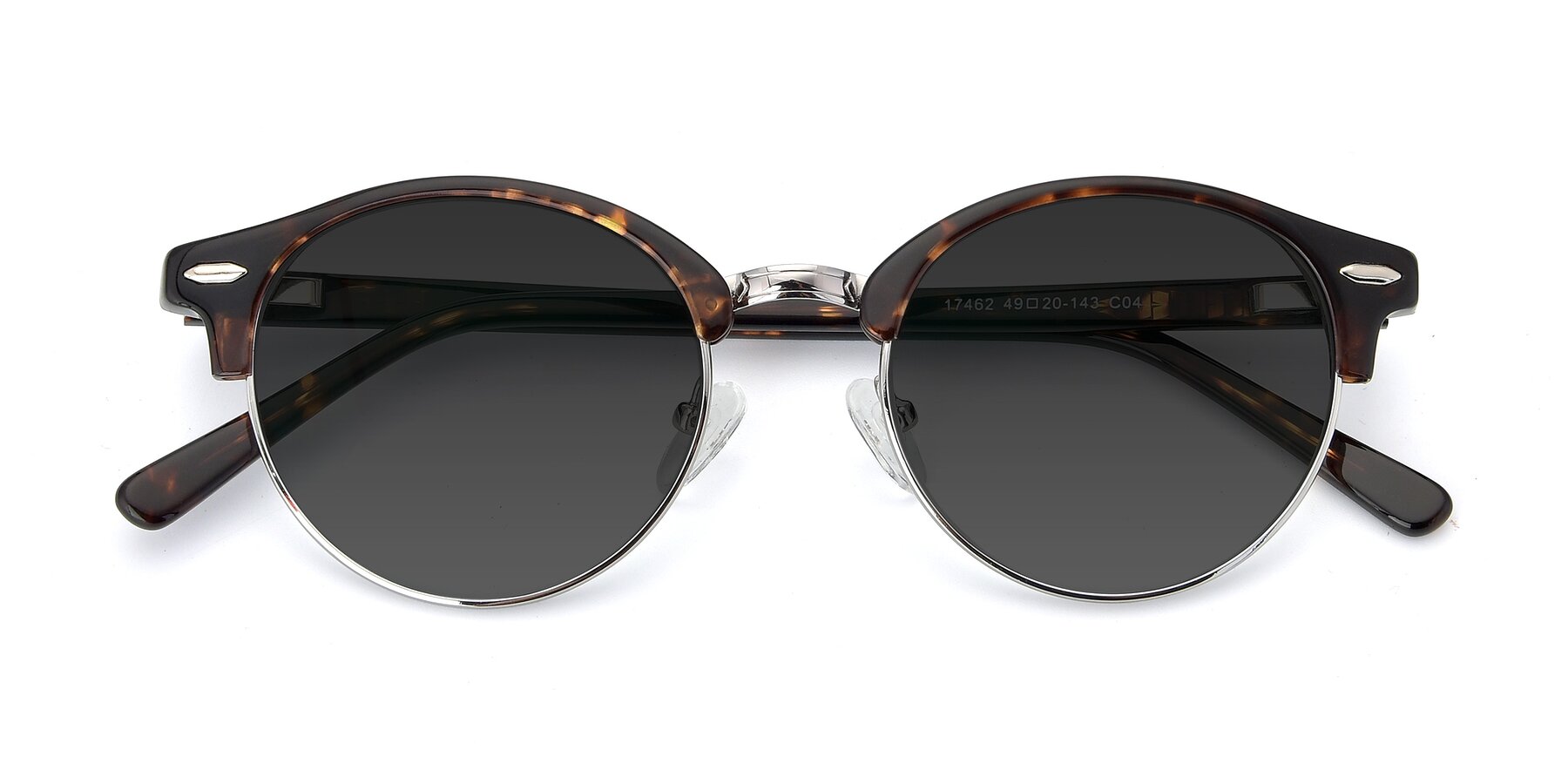 Folded Front of 17462 in Tortoise-Silver with Gray Tinted Lenses