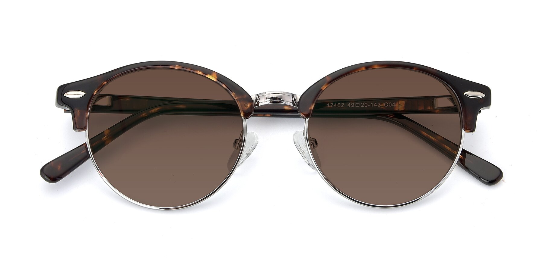 Folded Front of 17462 in Tortoise-Silver with Brown Tinted Lenses