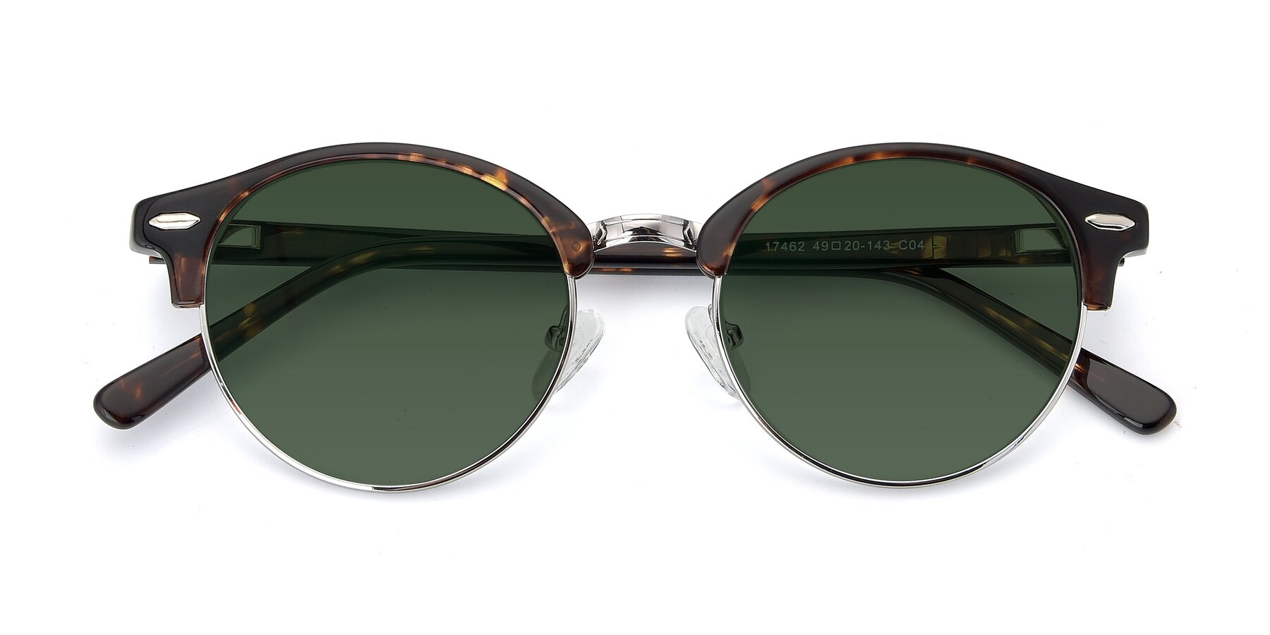 Folded Front of 17462 in Tortoise-Silver with Green Tinted Lenses