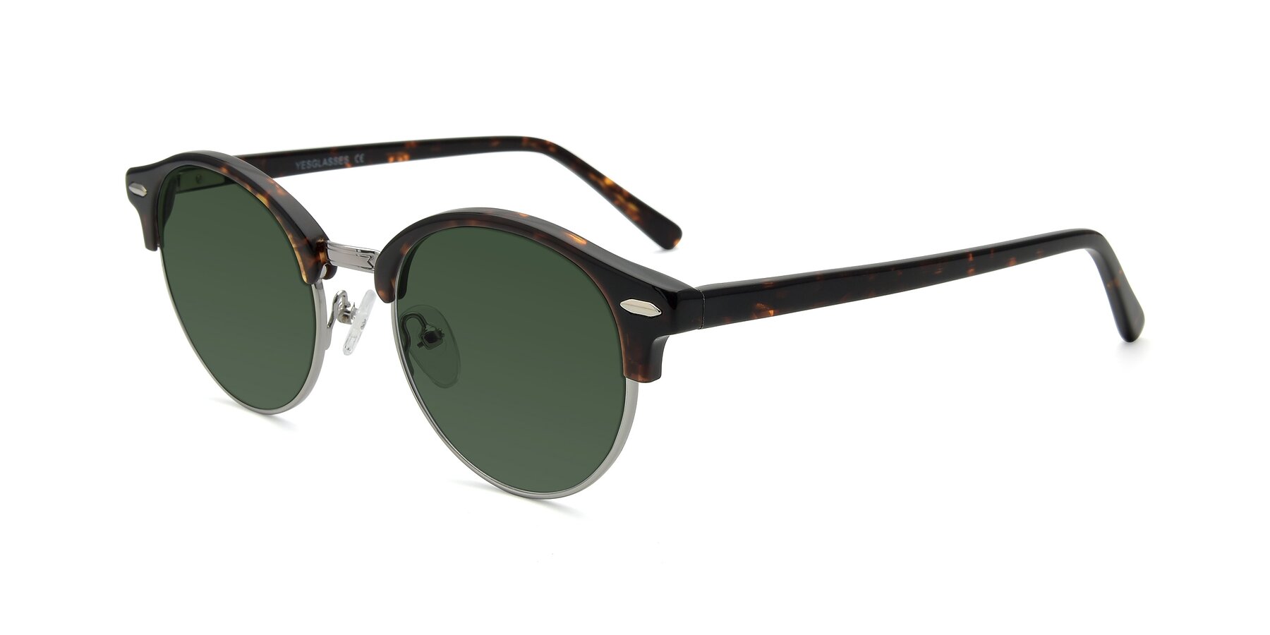 Angle of 17462 in Tortoise-Silver with Green Tinted Lenses