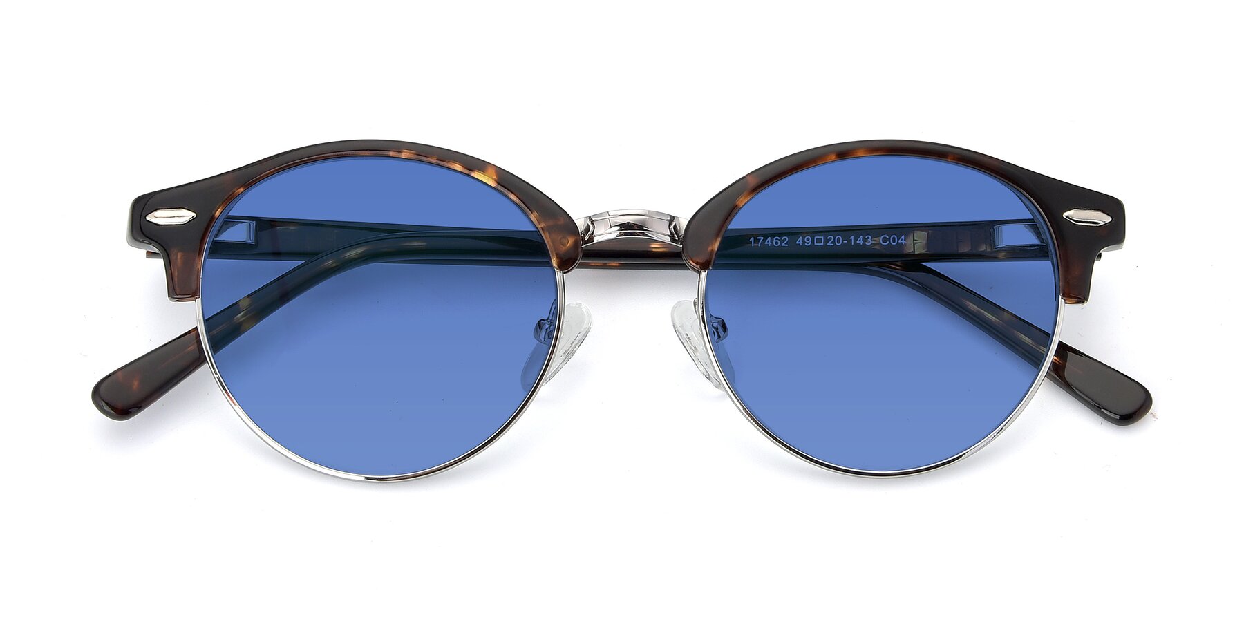 Folded Front of 17462 in Tortoise-Silver with Blue Tinted Lenses
