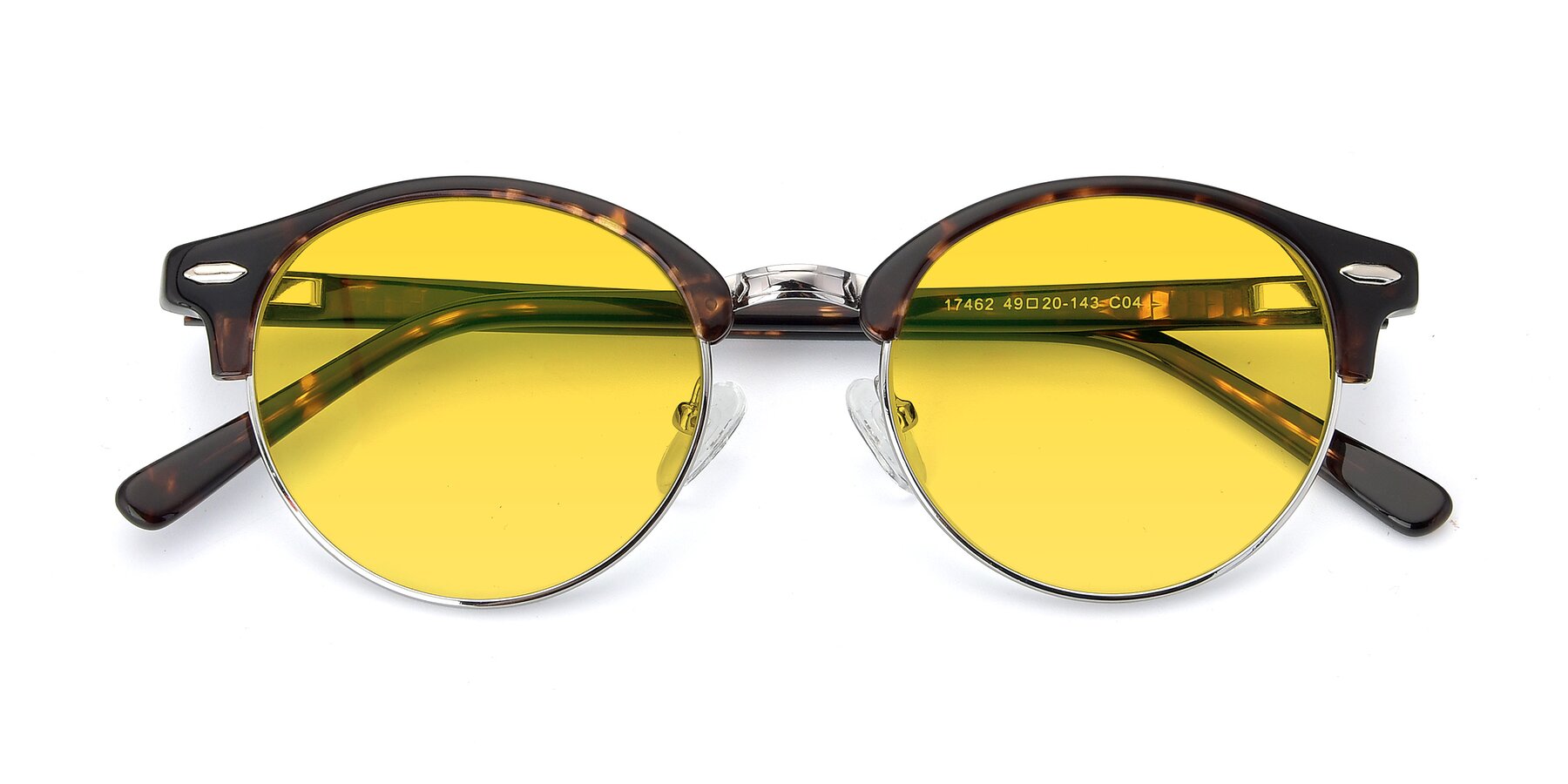 Folded Front of 17462 in Tortoise-Silver with Yellow Tinted Lenses