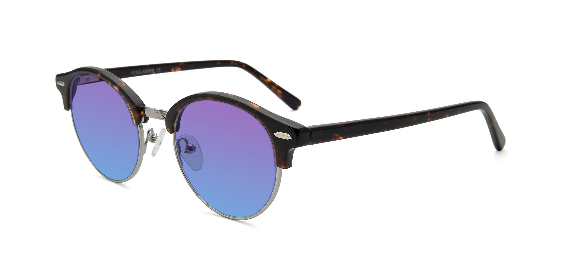 Angle of 17462 in Tortoise-Silver with Purple / Blue Gradient Lenses