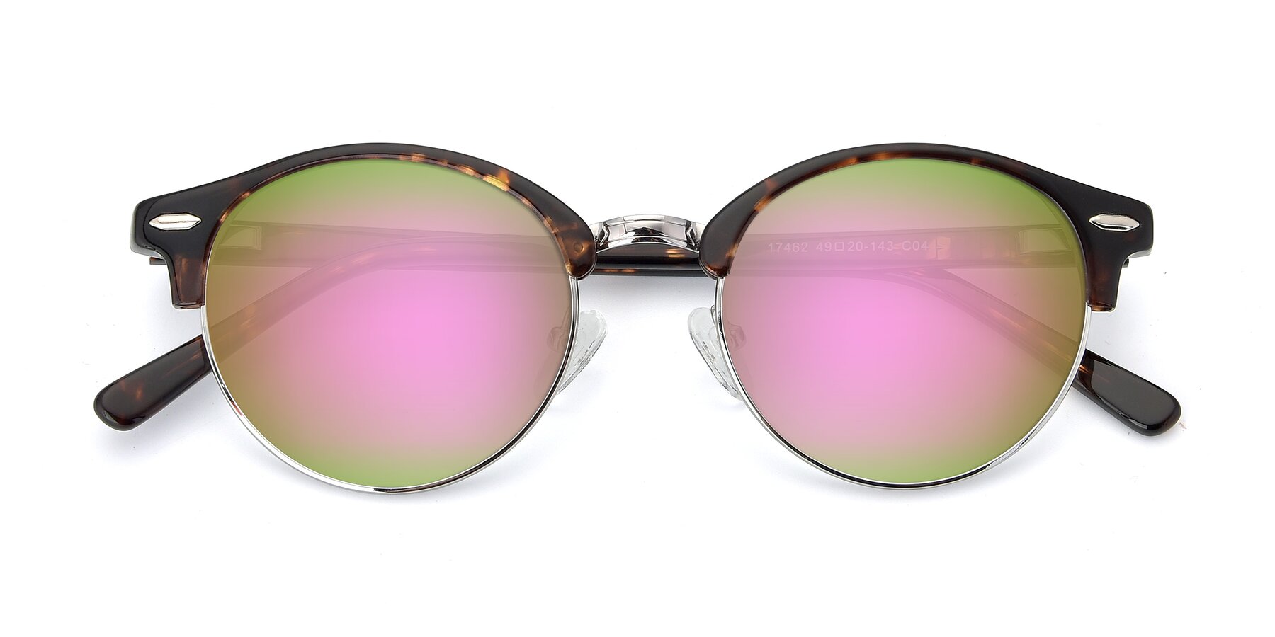 Folded Front of 17462 in Tortoise-Silver with Pink Mirrored Lenses