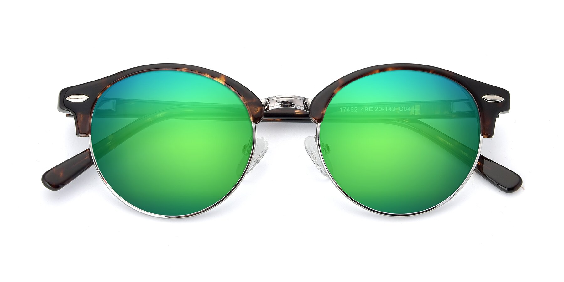 Folded Front of 17462 in Tortoise-Silver with Green Mirrored Lenses