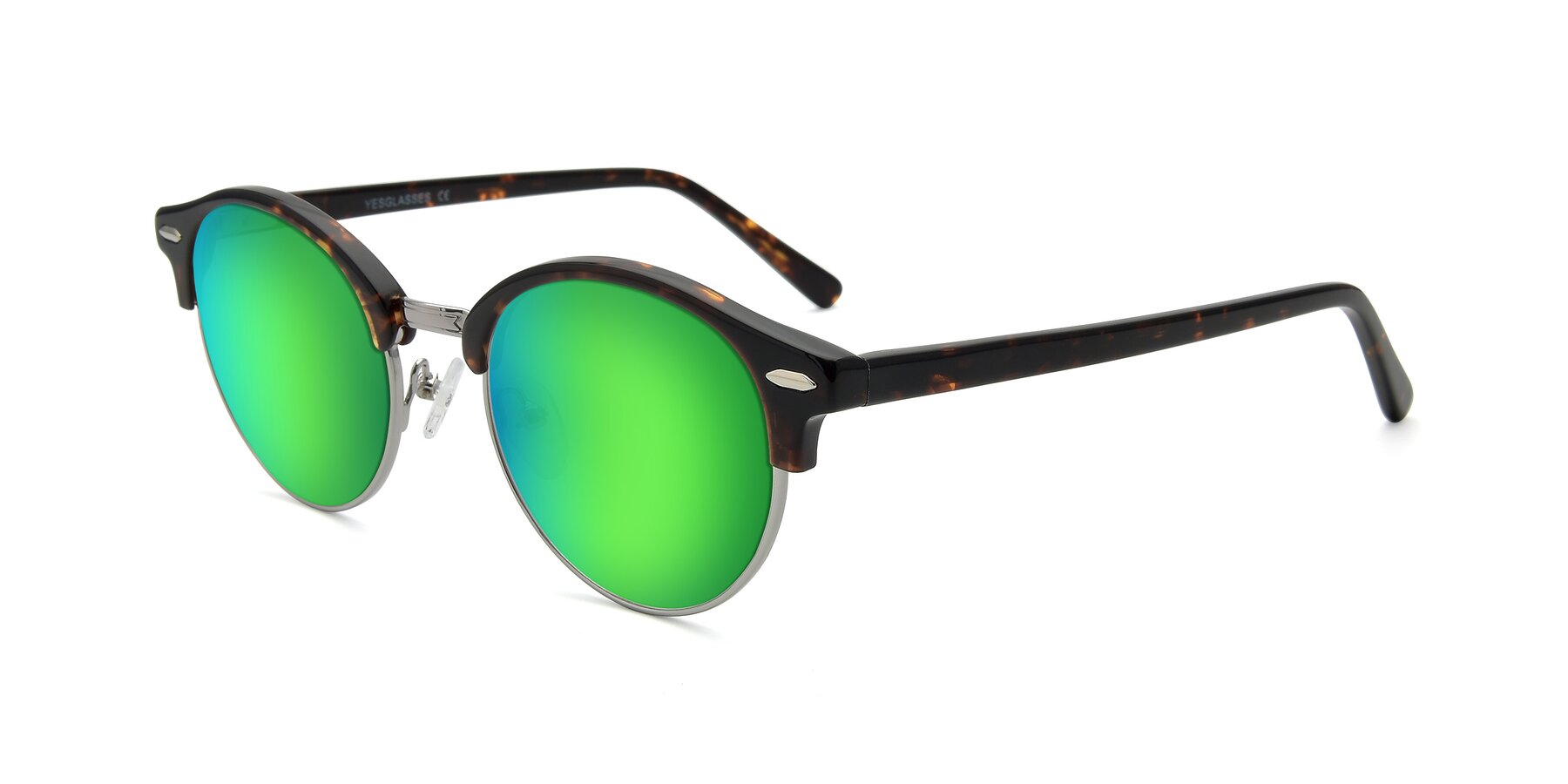 Angle of 17462 in Tortoise-Silver with Green Mirrored Lenses