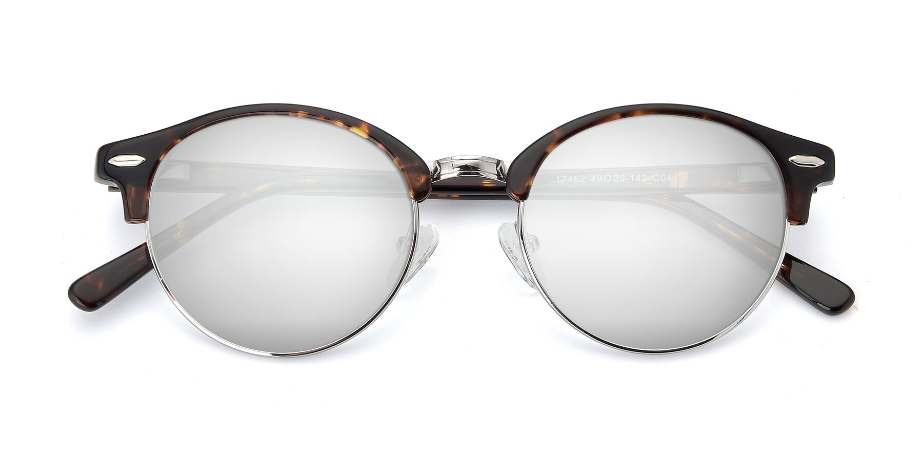 Folded Front of 17462 in Tortoise-Silver with Silver Mirrored Lenses