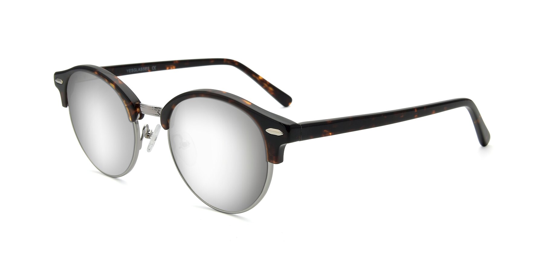 Angle of 17462 in Tortoise-Silver with Silver Mirrored Lenses