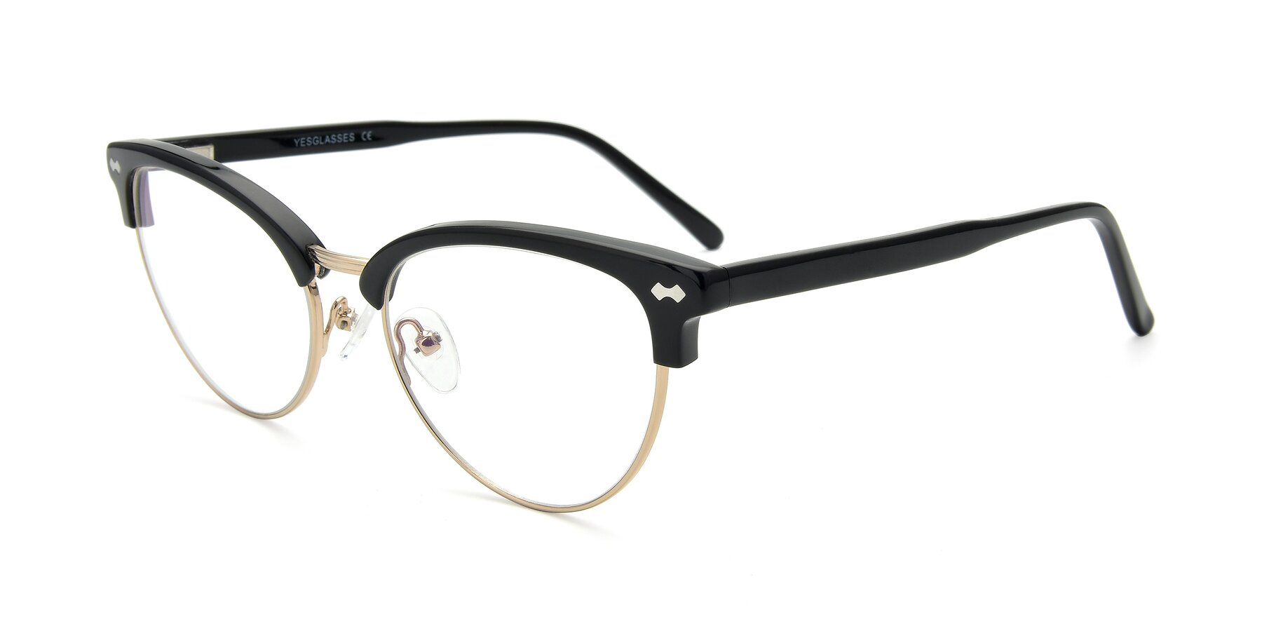 Angle of 17461 in Black-Gold with Clear Reading Eyeglass Lenses