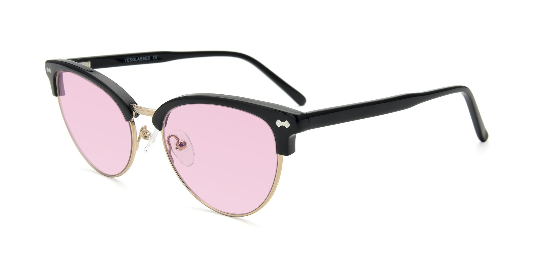 Angle of 17461 in Black-Gold with Light Pink Tinted Lenses