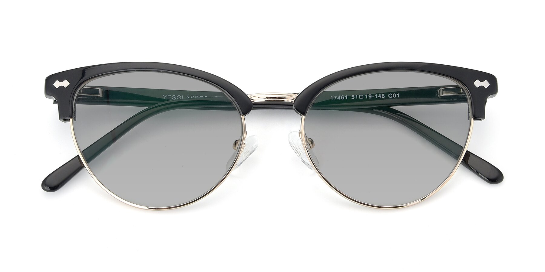 Folded Front of 17461 in Black-Gold with Light Gray Tinted Lenses