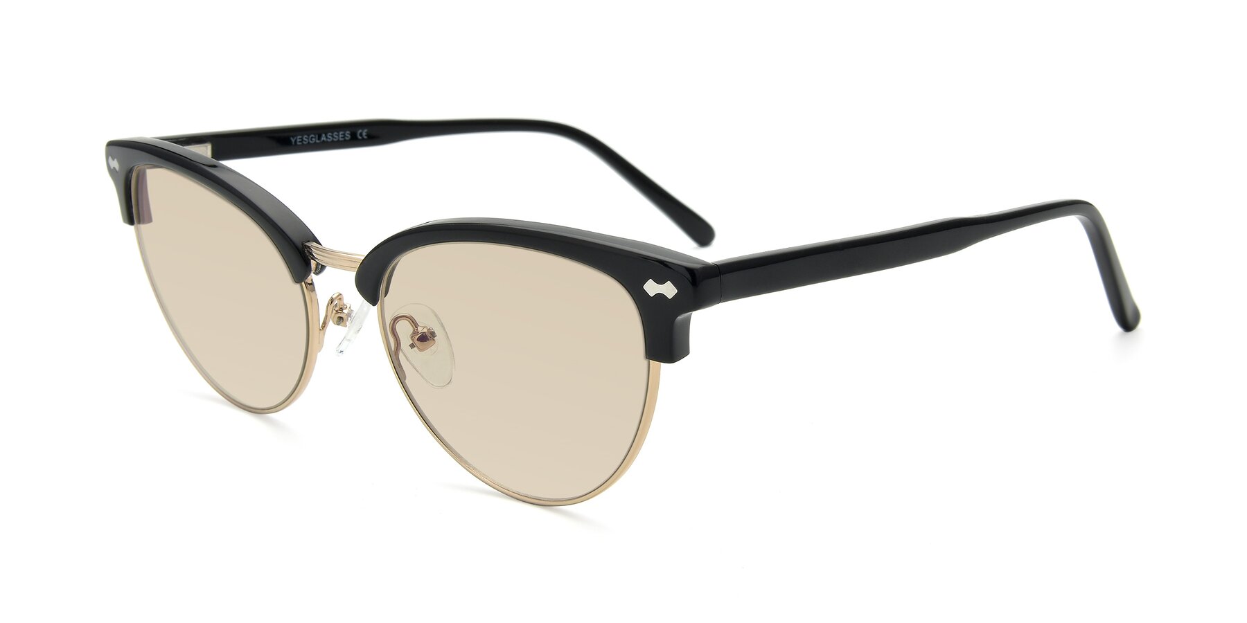 Angle of 17461 in Black-Gold with Light Brown Tinted Lenses