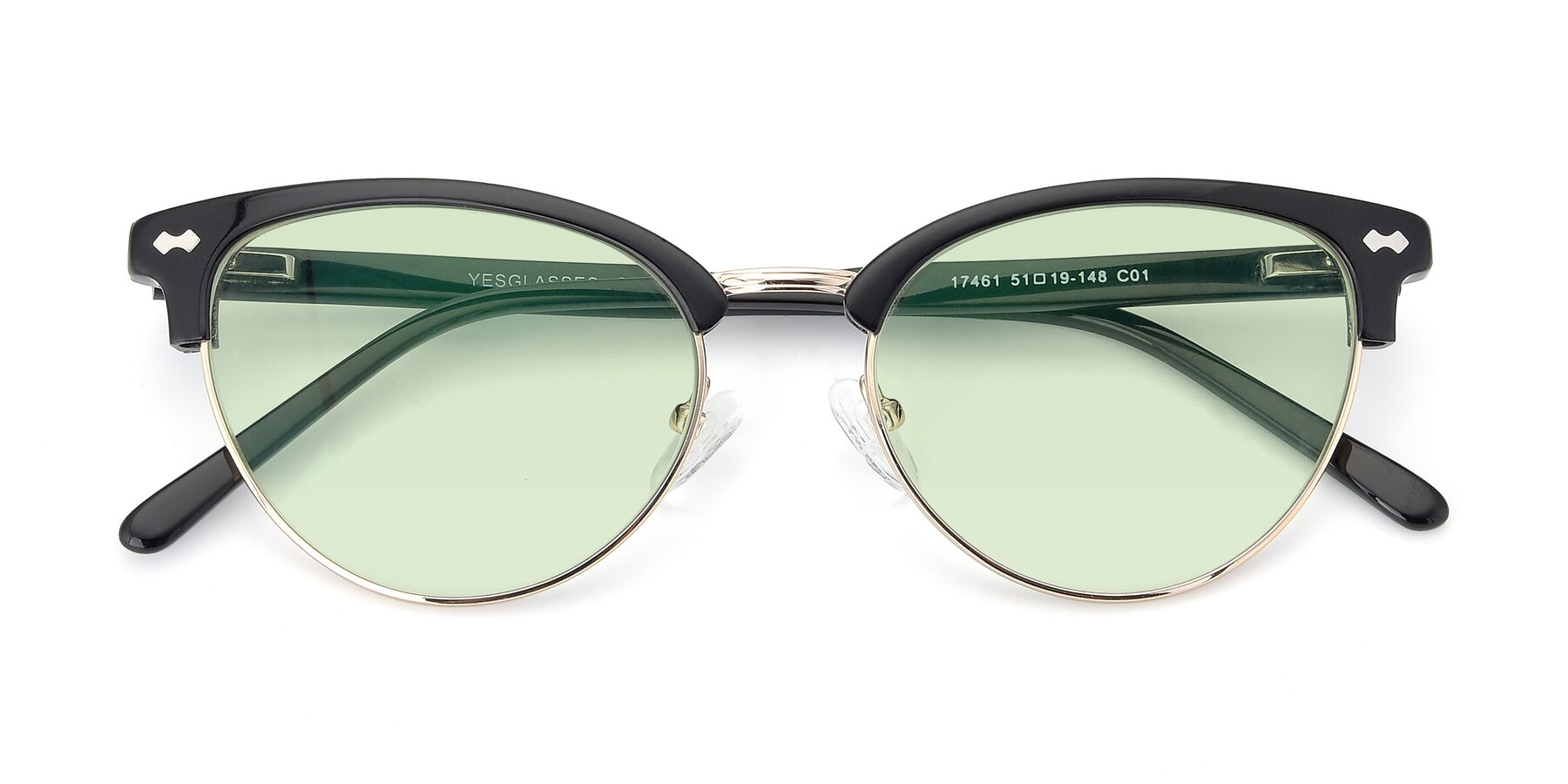 Folded Front of 17461 in Black-Gold with Light Green Tinted Lenses
