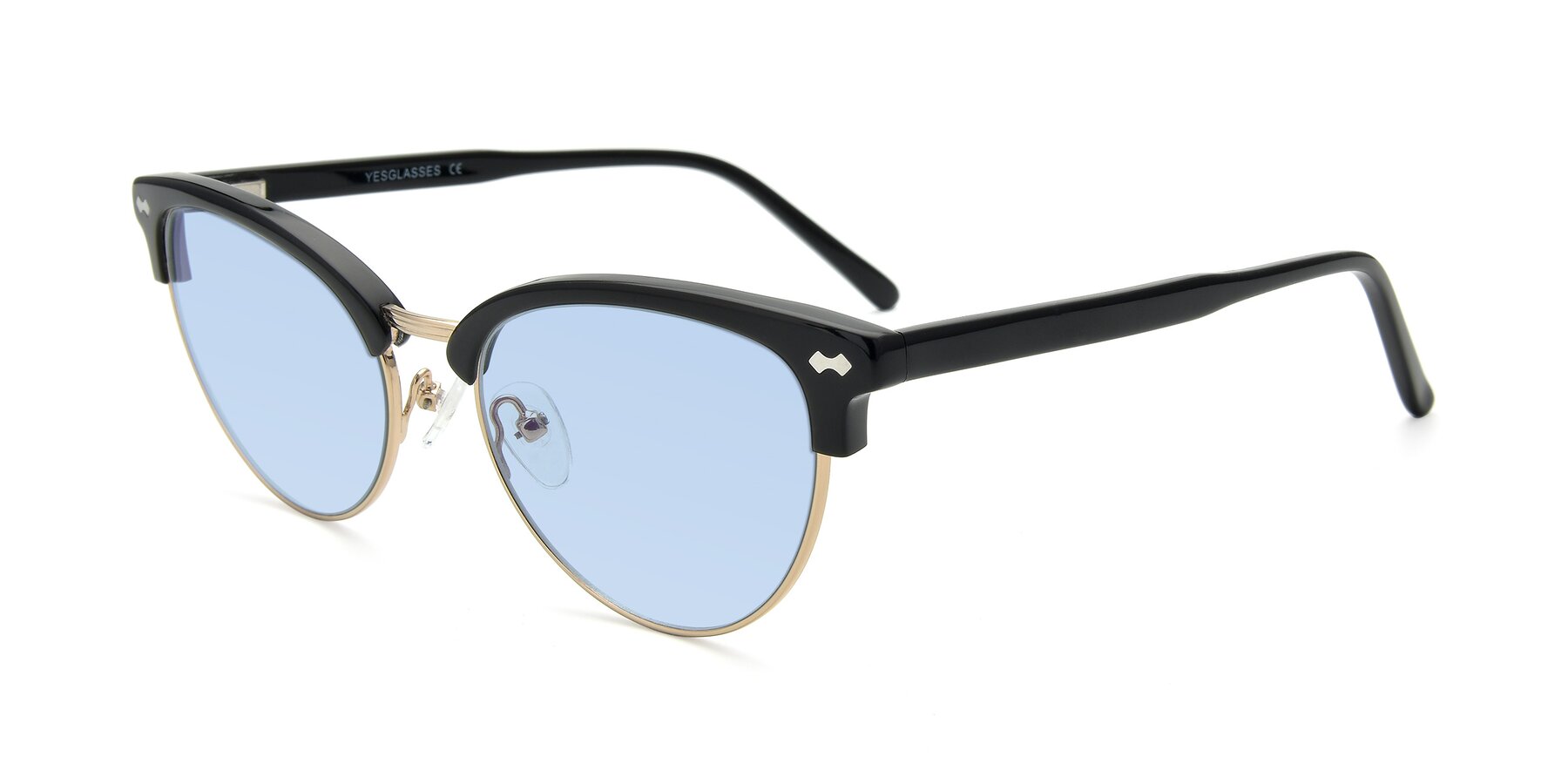 Angle of 17461 in Black-Gold with Light Blue Tinted Lenses
