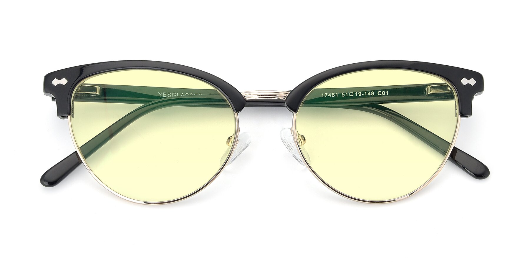 Folded Front of 17461 in Black-Gold with Light Yellow Tinted Lenses