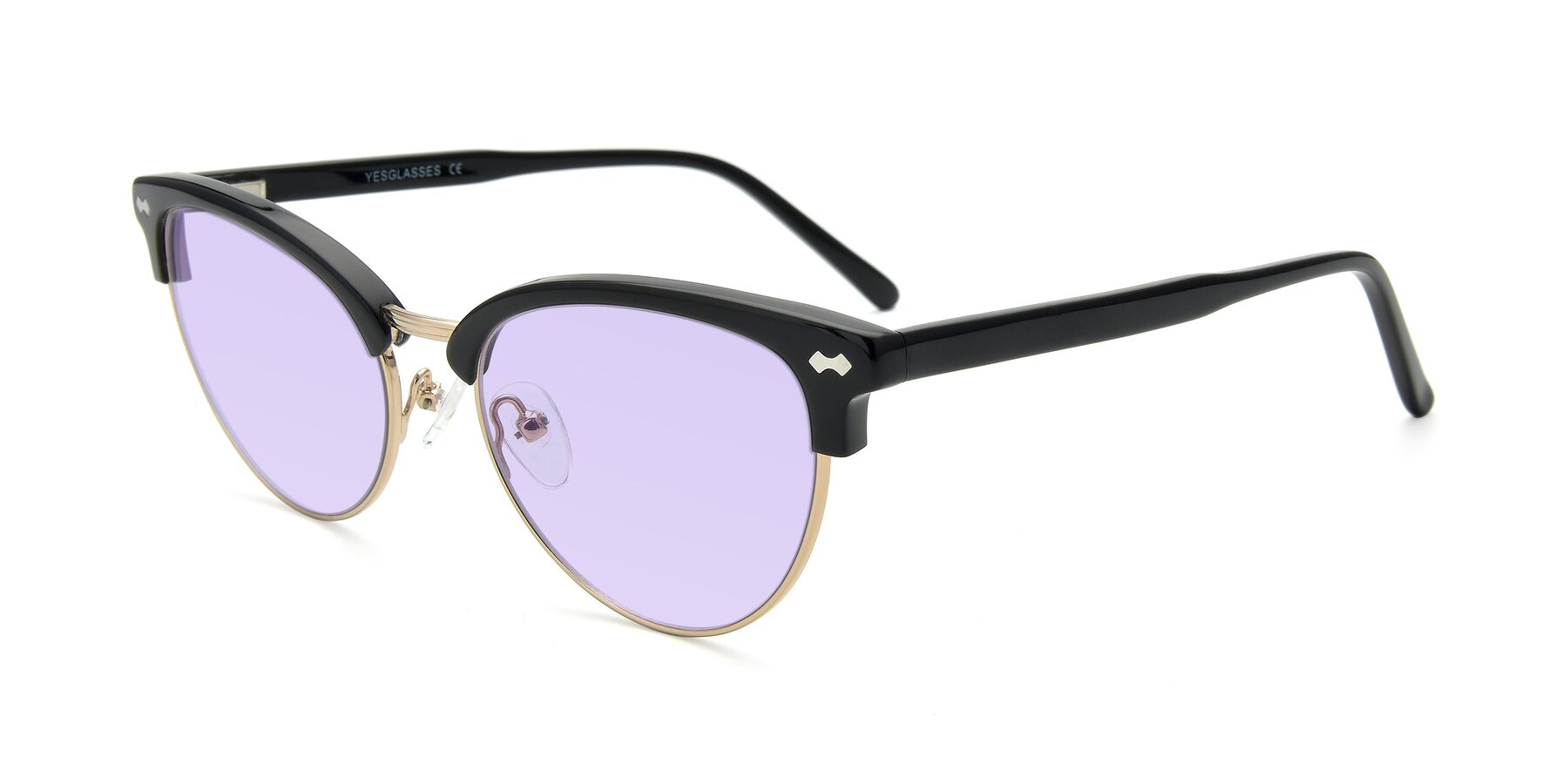 Angle of 17461 in Black-Gold with Light Purple Tinted Lenses