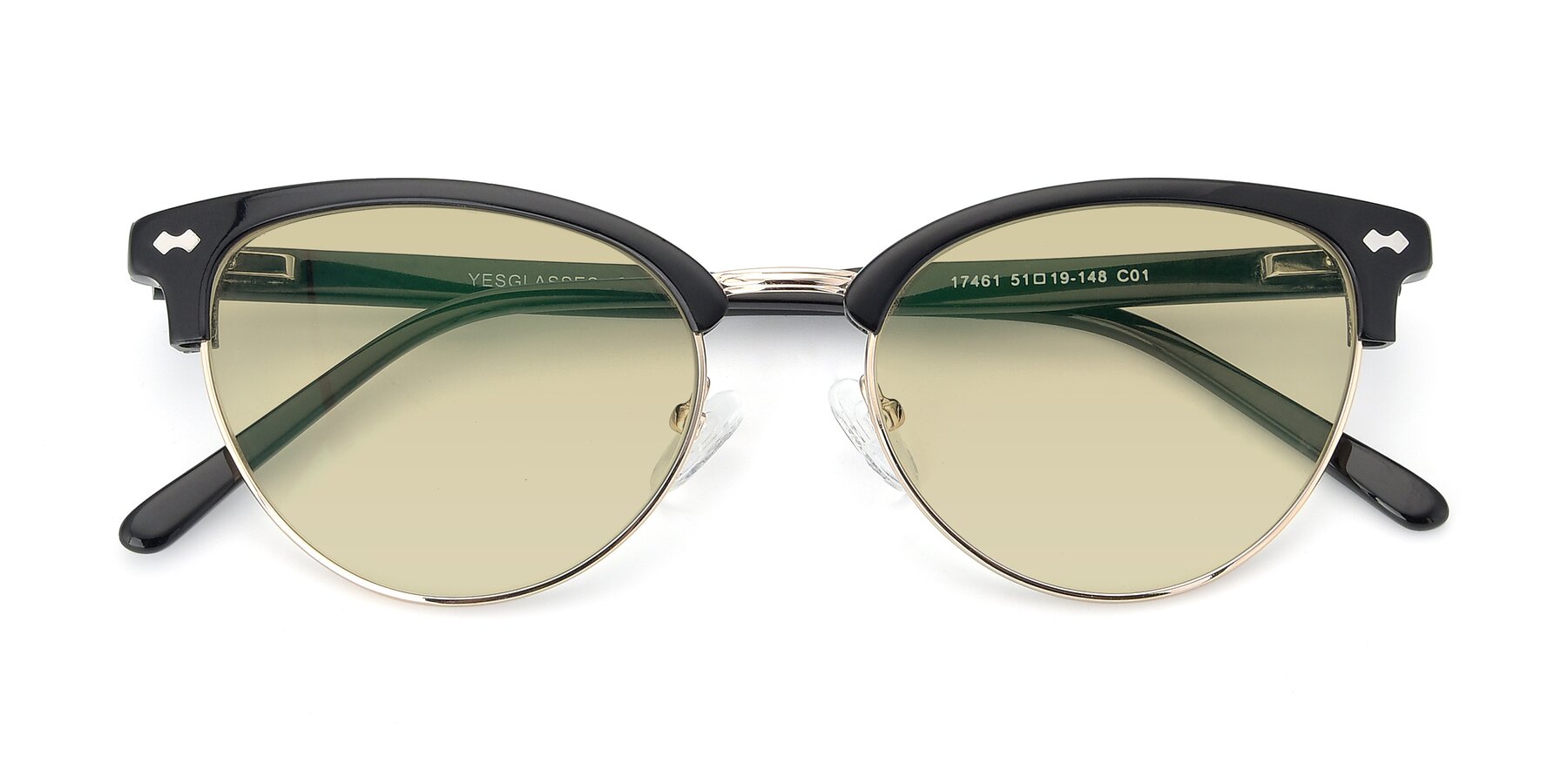 Folded Front of 17461 in Black-Gold with Light Champagne Tinted Lenses
