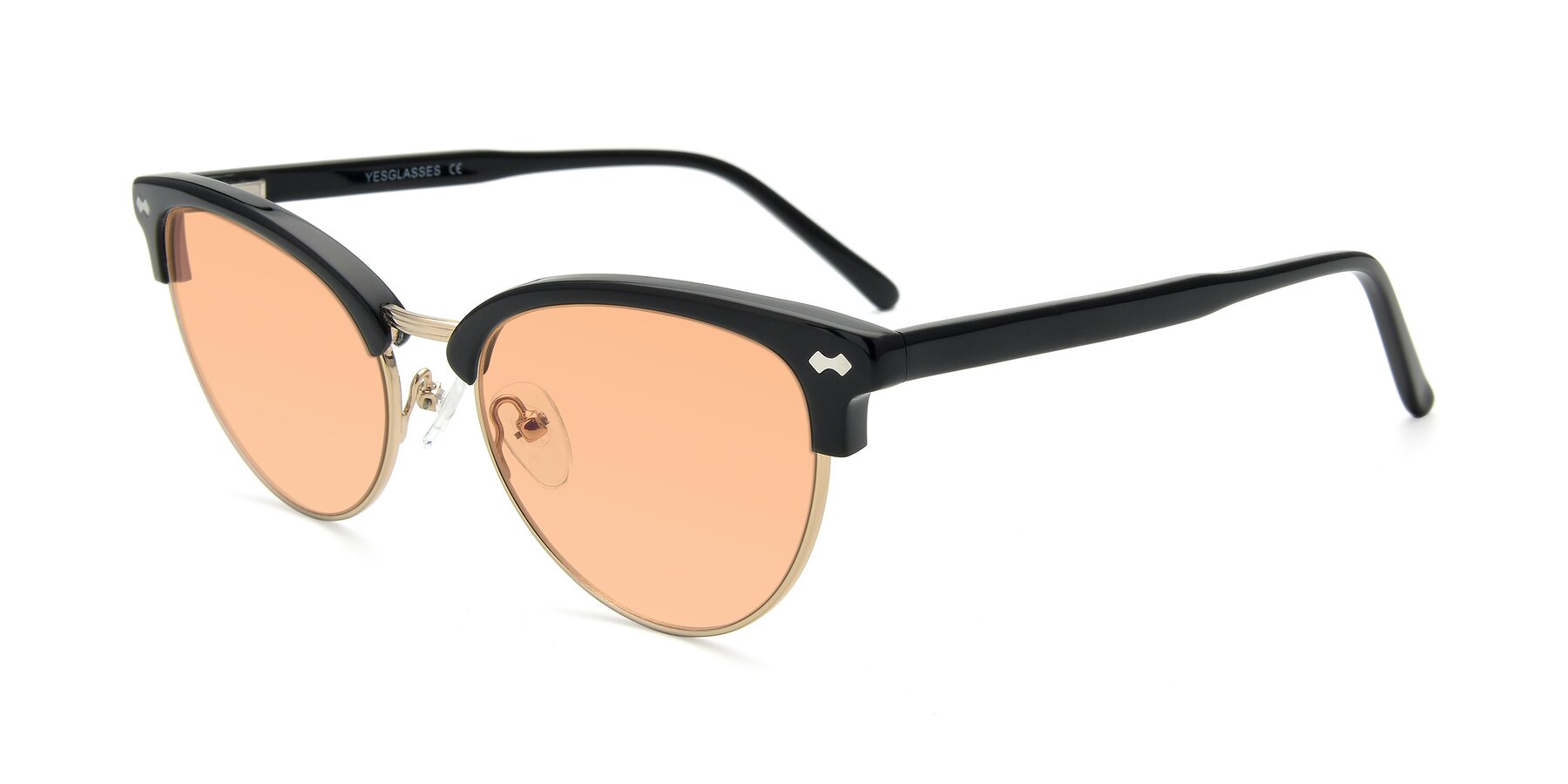 Angle of 17461 in Black-Gold with Light Orange Tinted Lenses
