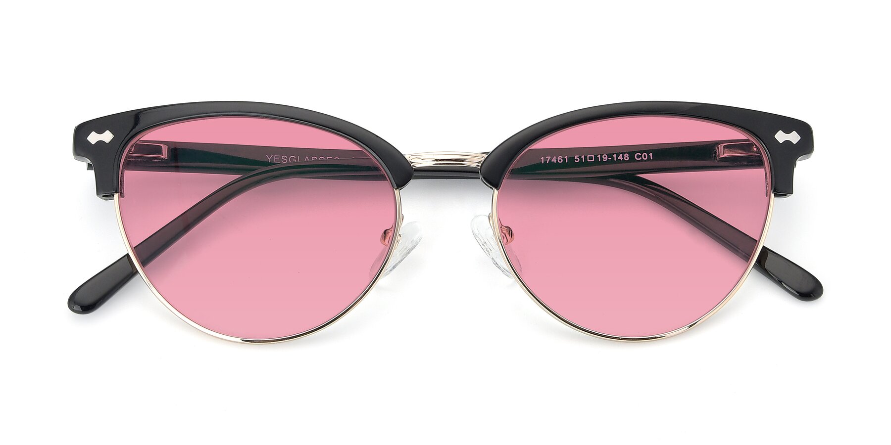 Folded Front of 17461 in Black-Gold with Pink Tinted Lenses