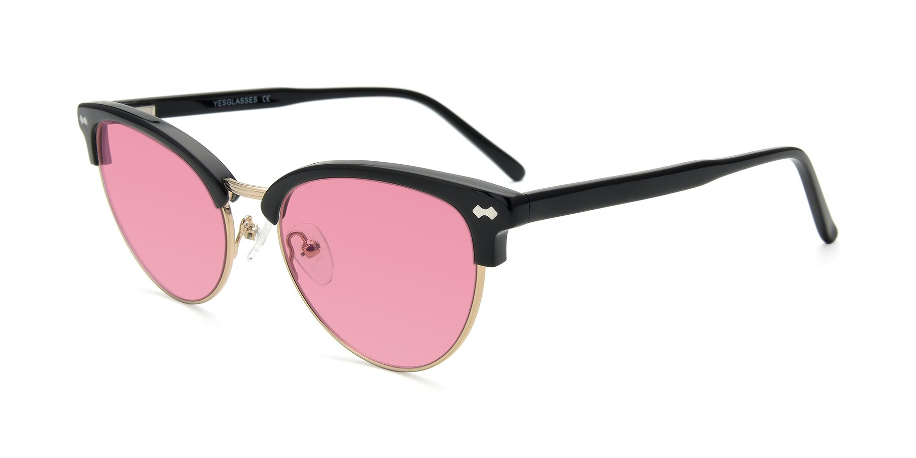 Angle of 17461 in Black-Gold with Pink Tinted Lenses