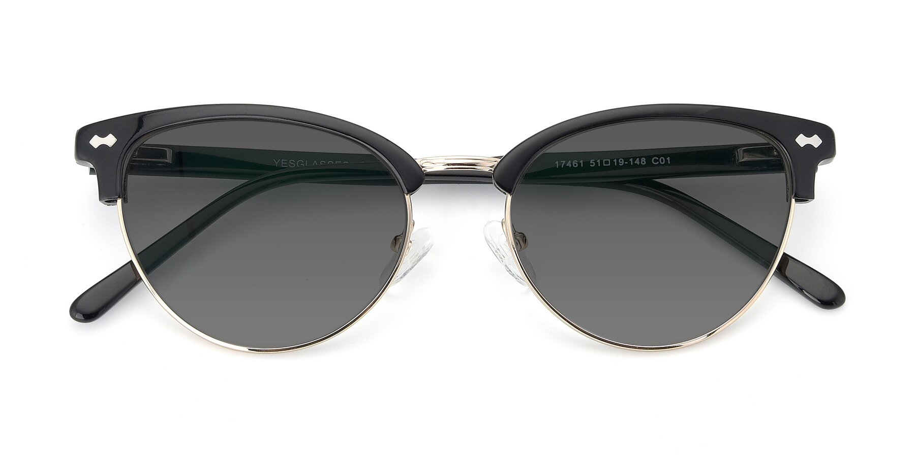 Folded Front of 17461 in Black-Gold with Medium Gray Tinted Lenses