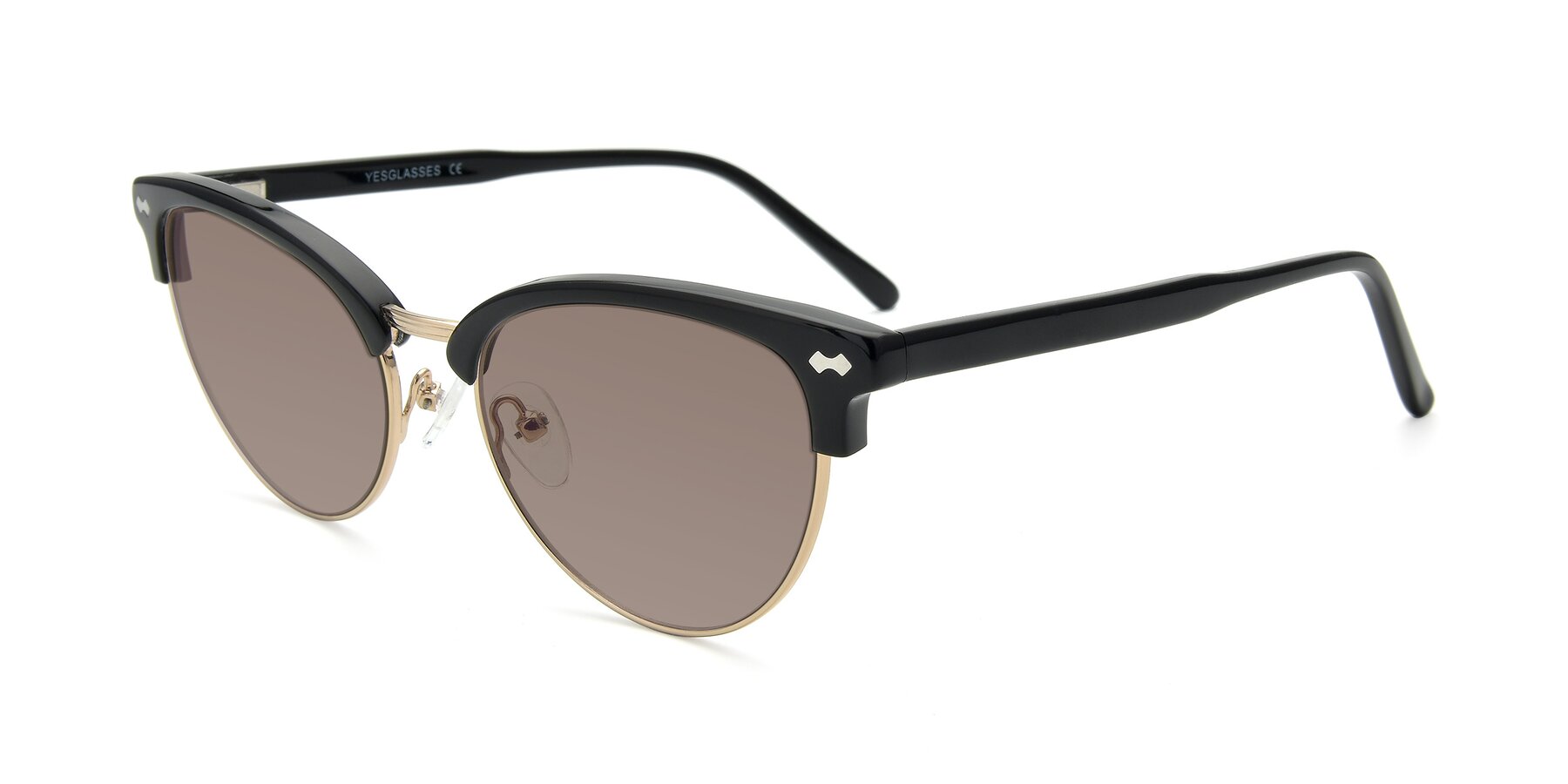 Angle of 17461 in Black-Gold with Medium Brown Tinted Lenses