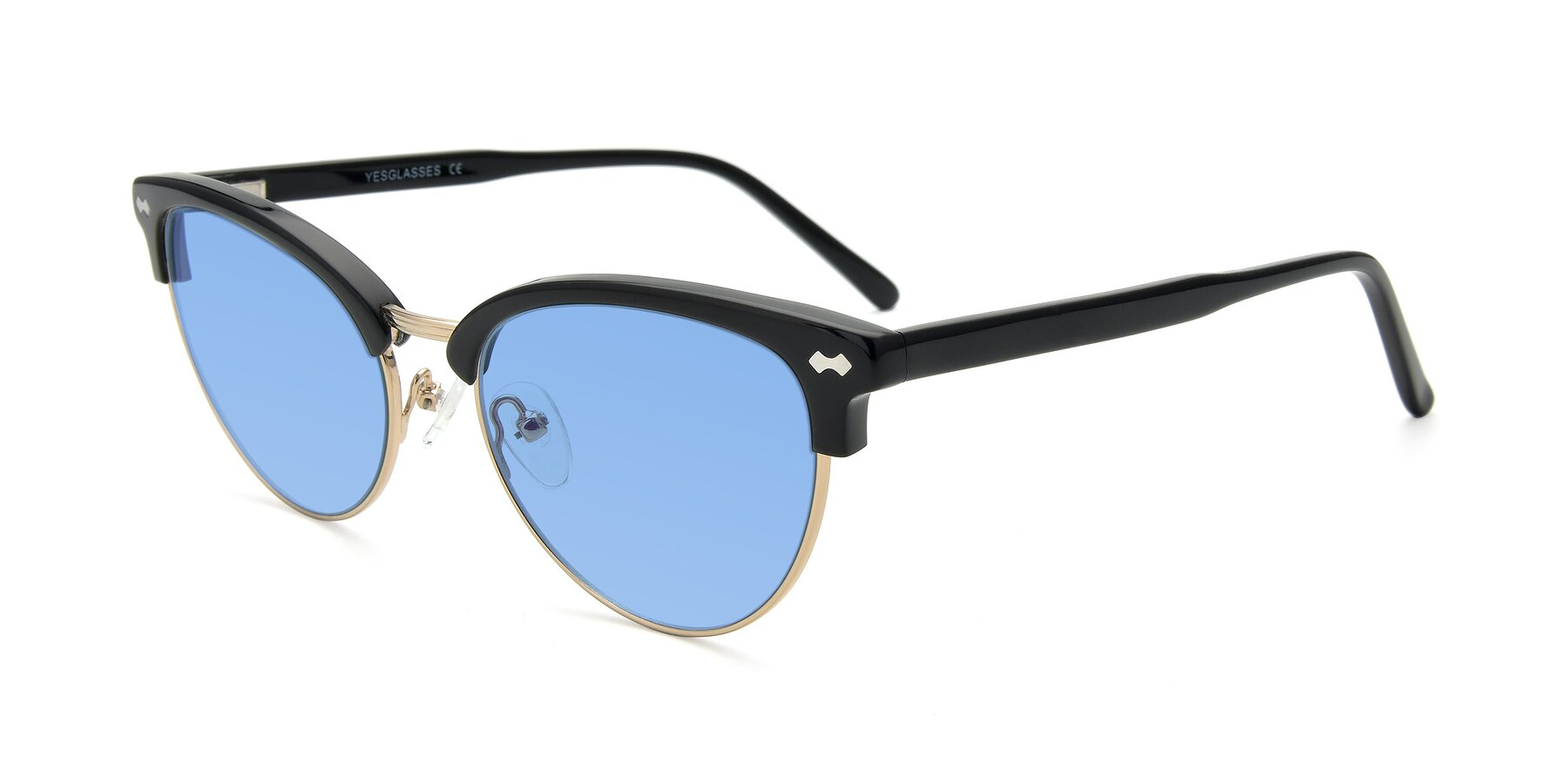 Angle of 17461 in Black-Gold with Medium Blue Tinted Lenses
