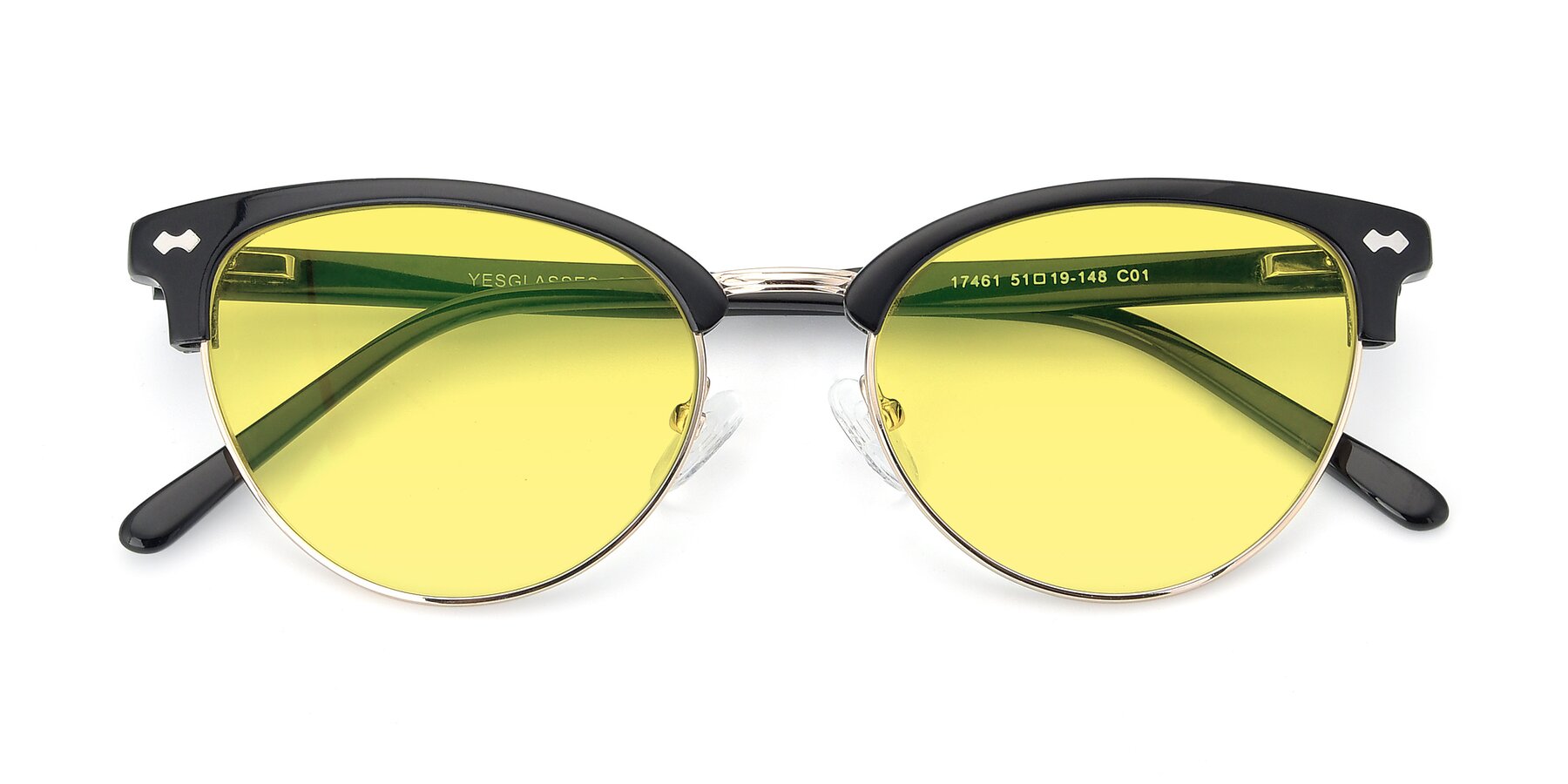 Folded Front of 17461 in Black-Gold with Medium Yellow Tinted Lenses