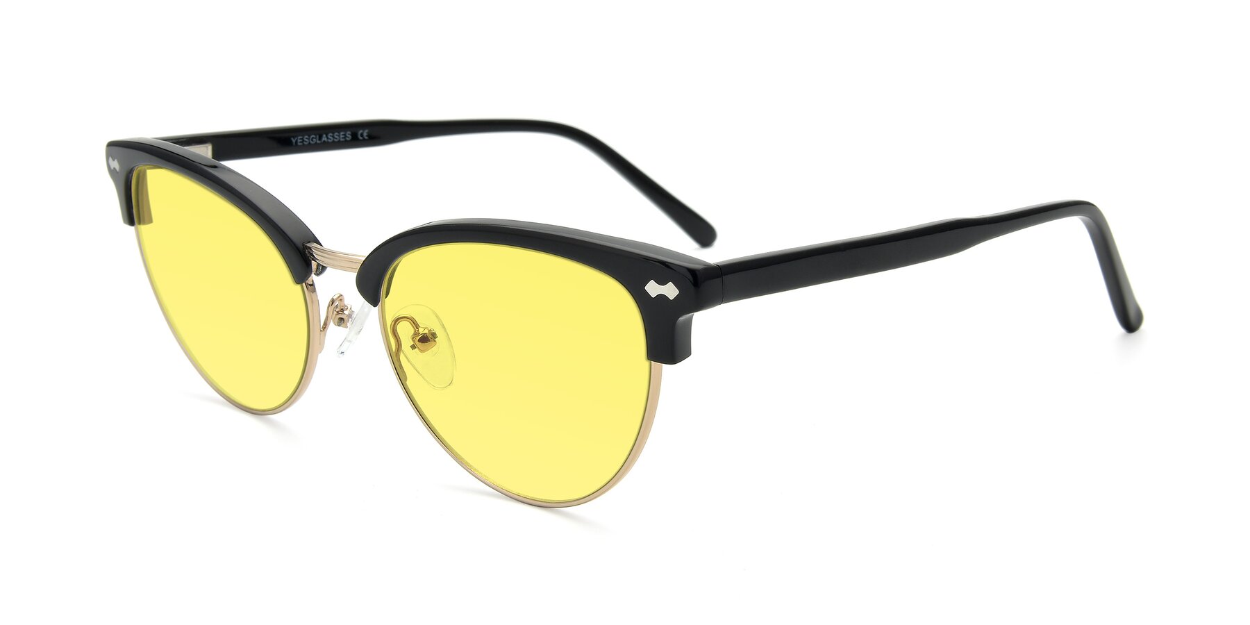 Angle of 17461 in Black-Gold with Medium Yellow Tinted Lenses
