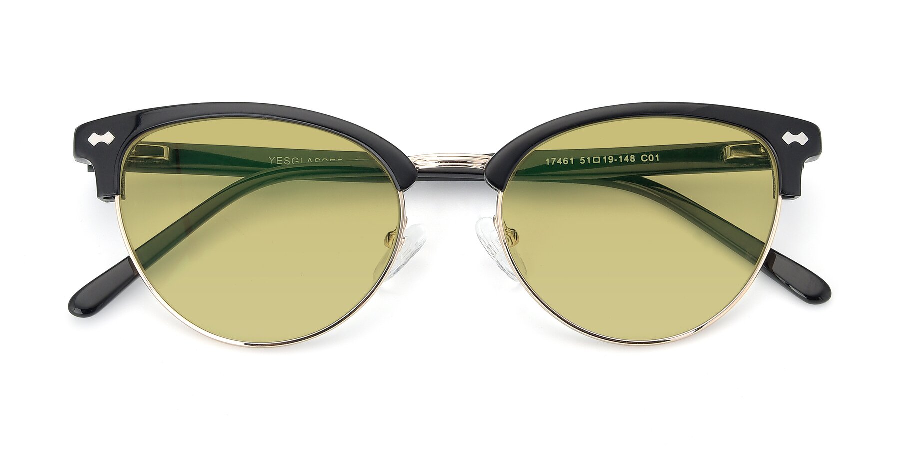 Folded Front of 17461 in Black-Gold with Medium Champagne Tinted Lenses