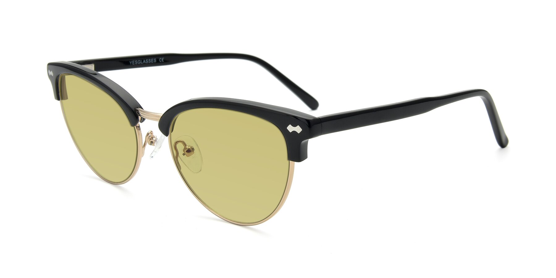 Angle of 17461 in Black-Gold with Medium Champagne Tinted Lenses