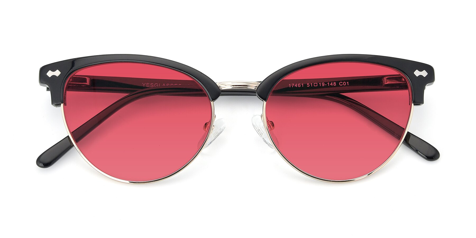Folded Front of 17461 in Black-Gold with Red Tinted Lenses