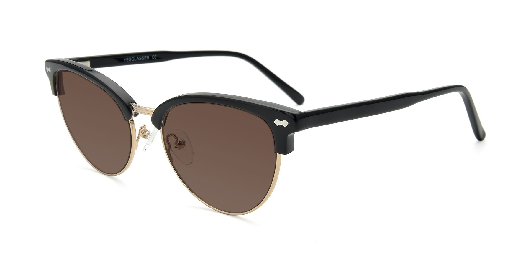 Angle of 17461 in Black-Gold with Brown Tinted Lenses
