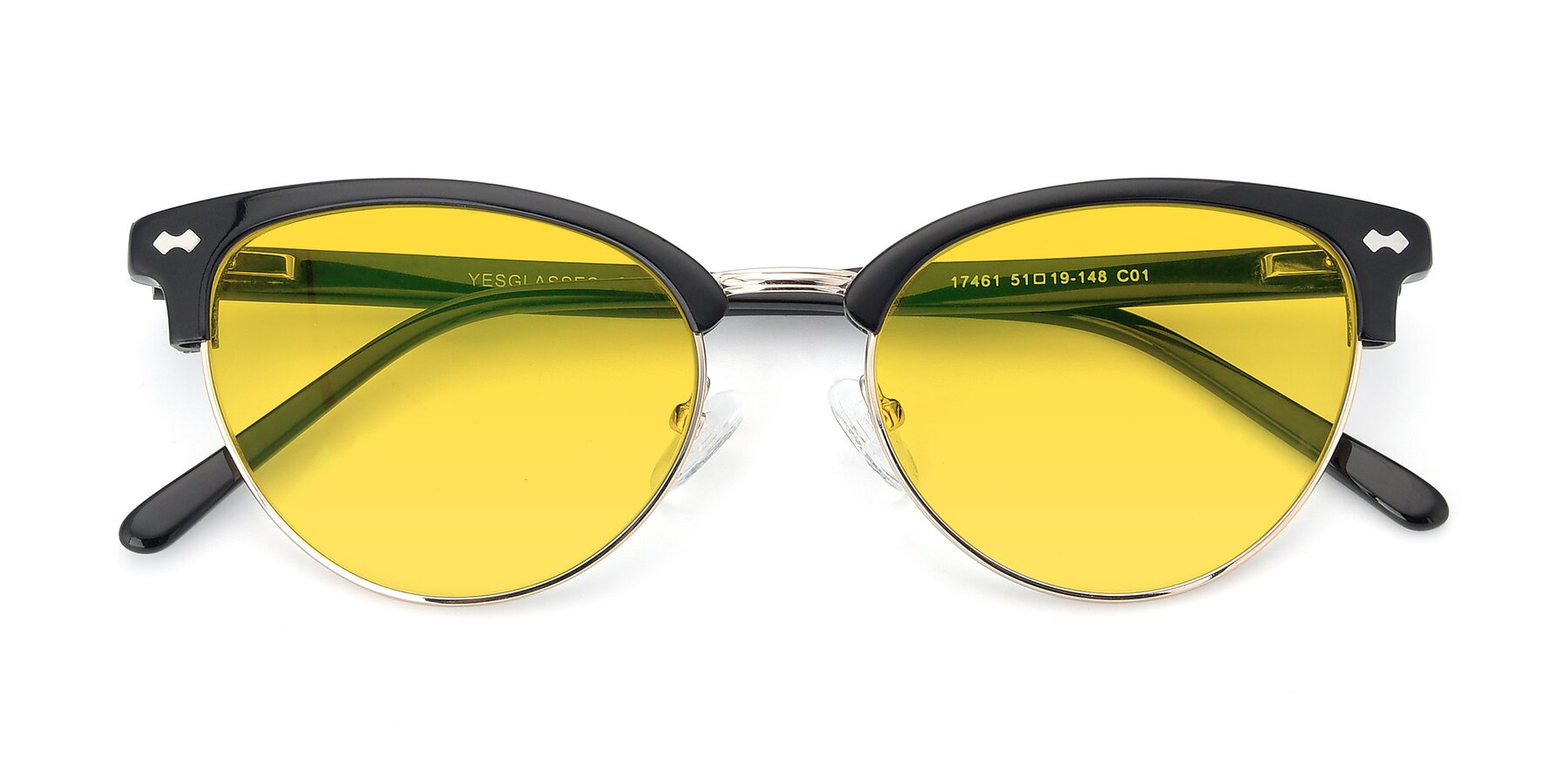 Folded Front of 17461 in Black-Gold with Yellow Tinted Lenses
