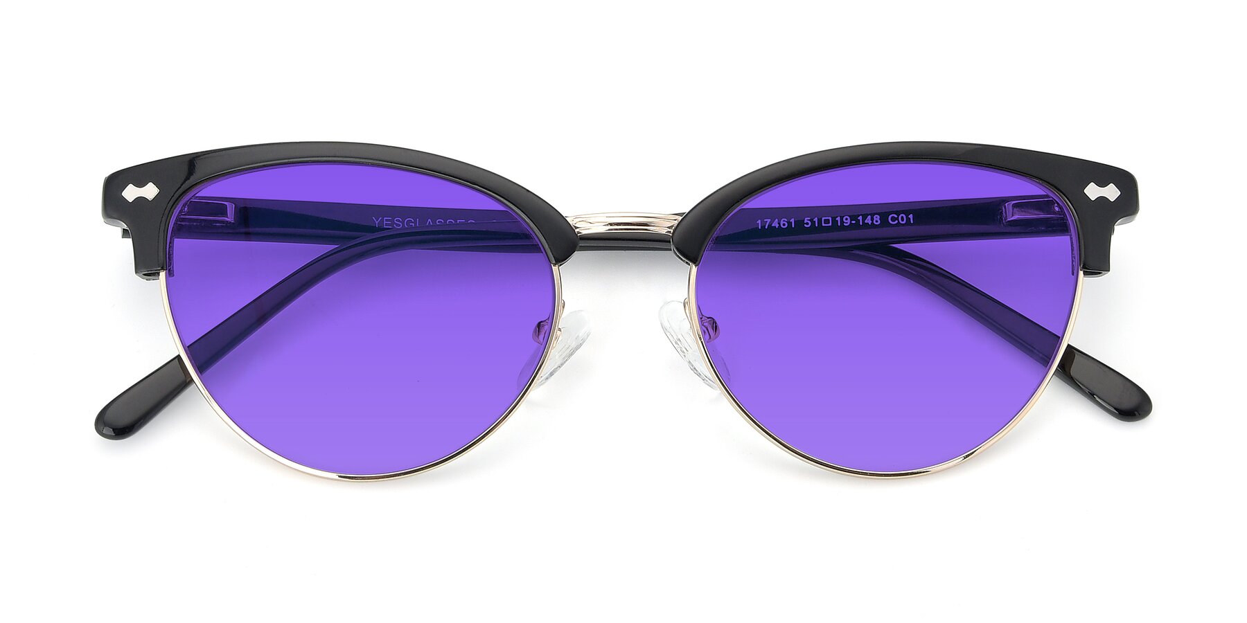 Folded Front of 17461 in Black-Gold with Purple Tinted Lenses