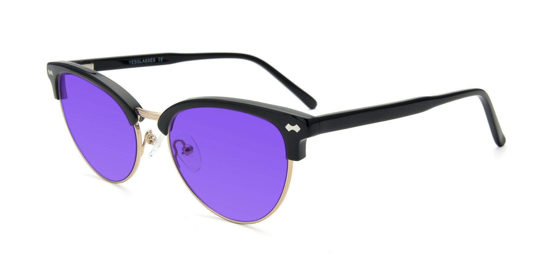 Angle of 17461 in Black-Gold with Purple Tinted Lenses