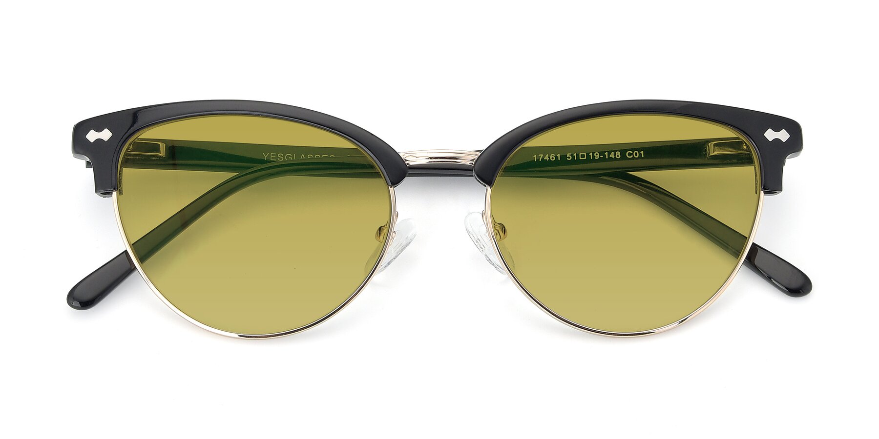 Folded Front of 17461 in Black-Gold with Champagne Tinted Lenses