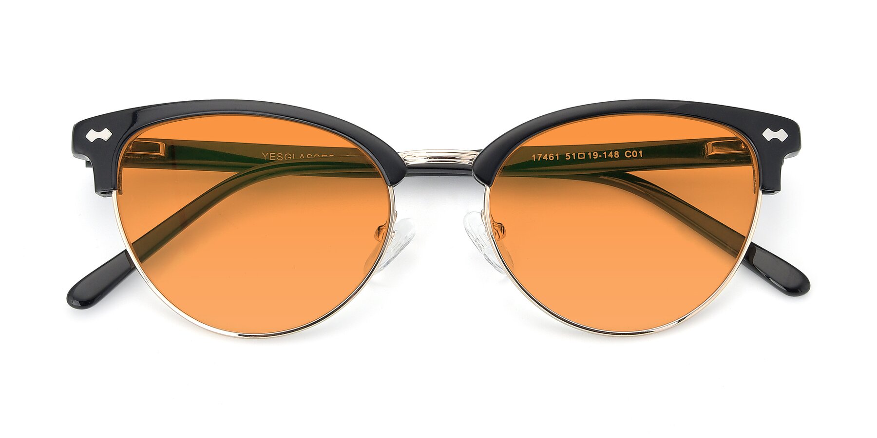 Folded Front of 17461 in Black-Gold with Orange Tinted Lenses