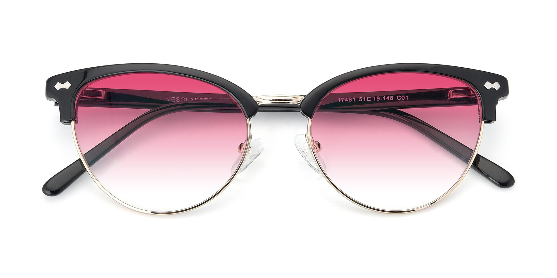 Folded Front of 17461 in Black-Gold with Pink Gradient Lenses