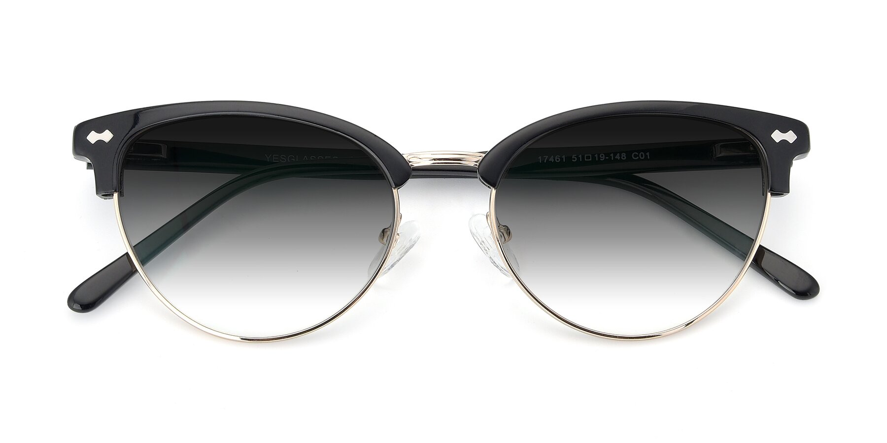 Folded Front of 17461 in Black-Gold with Gray Gradient Lenses