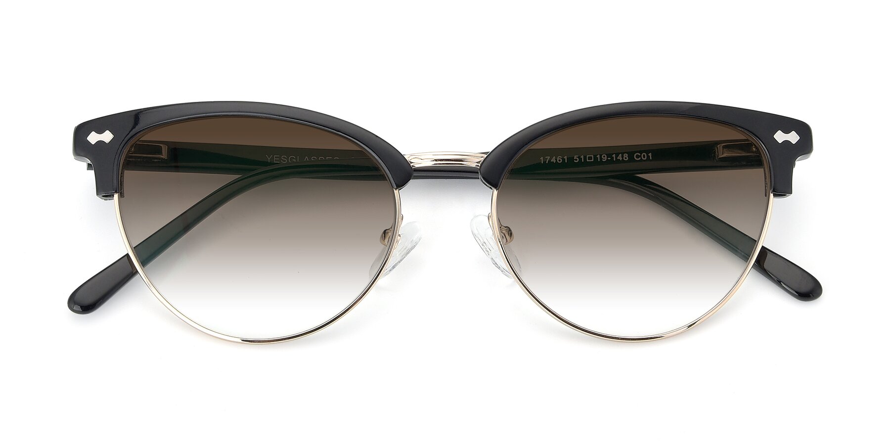Folded Front of 17461 in Black-Gold with Brown Gradient Lenses